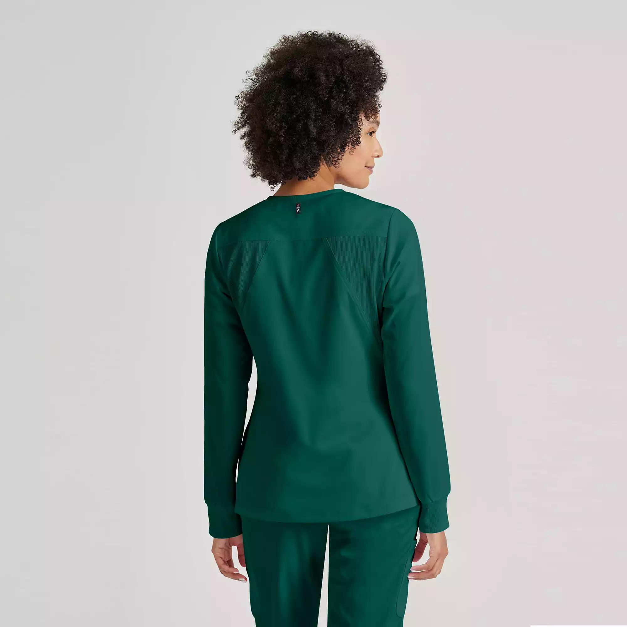 Womens-Antimicrobial-Warm-Up-Scrub-Jacket-GRSW873-Hunter-Green-03.webp