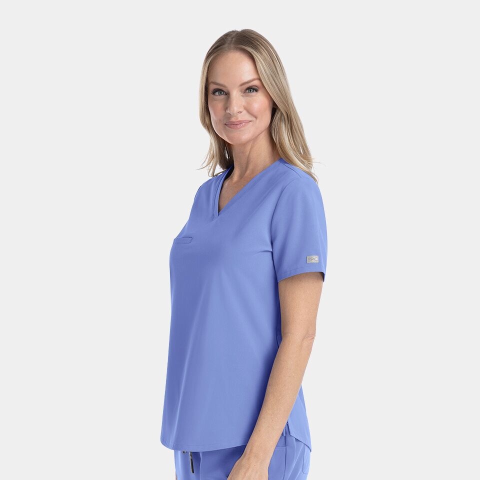 Epic-by-IRG_4803-WomensTuckInTop-CeilBlue-CBL-05-IRG-Scrubs