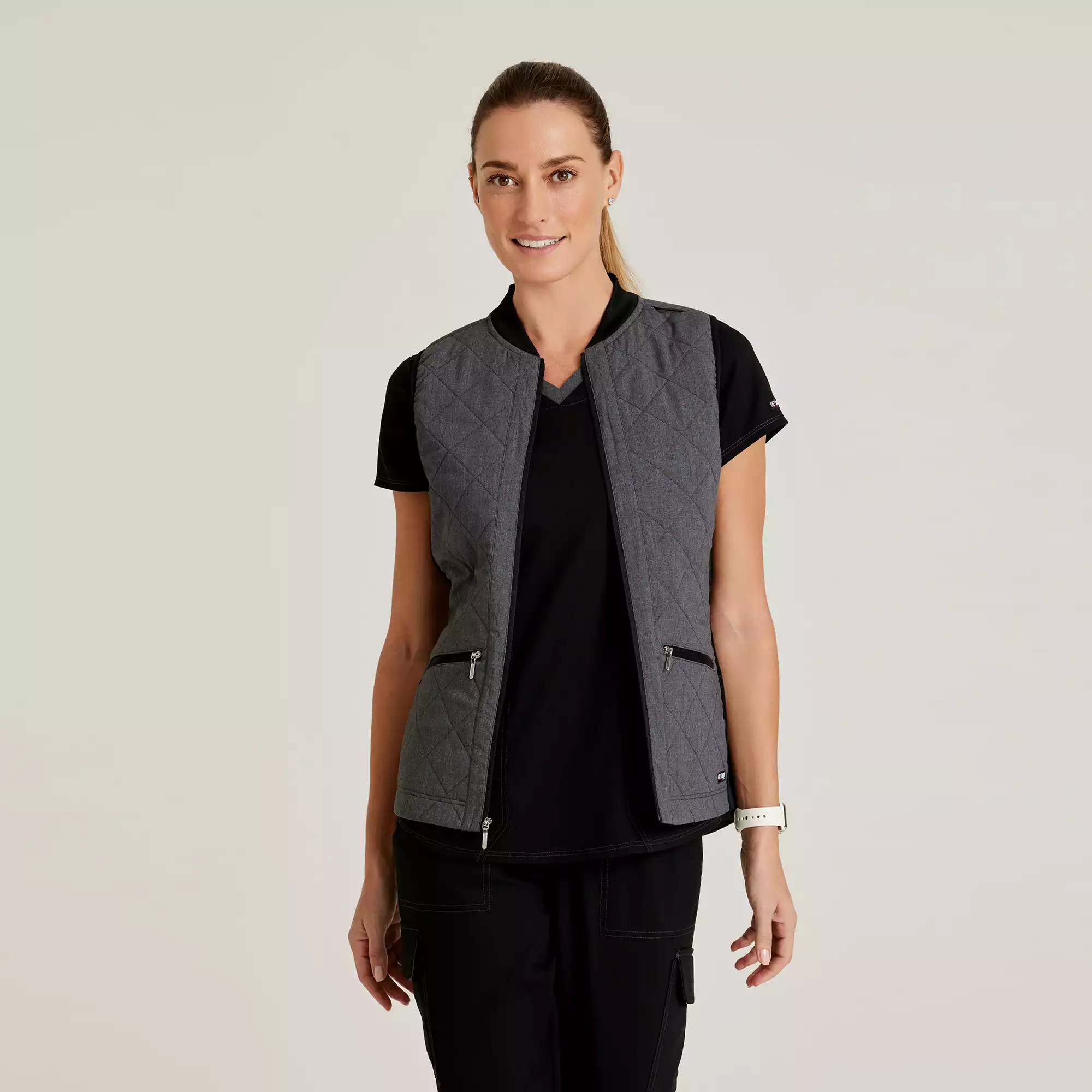 Greys-Anatomy-Spandex-Stretch-Womens-2-Pocket-Two-Toned-Quilted-Vest-GRSV845-Black-Two-Tone-01.webp