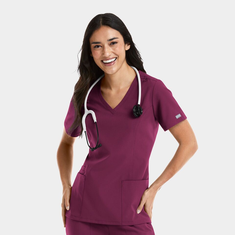 Momentum-by-Maevn_5001-WomensDoubleV-NeckTop-Wine-WIN-01-Maevn-Scrubs.jpg