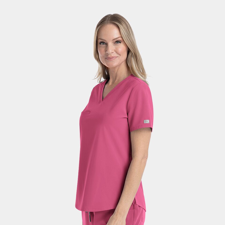 Epic-by-IRG_4803-WomensTuckInTop-ShockingPink-SHPK-05-IRG-Scrubs