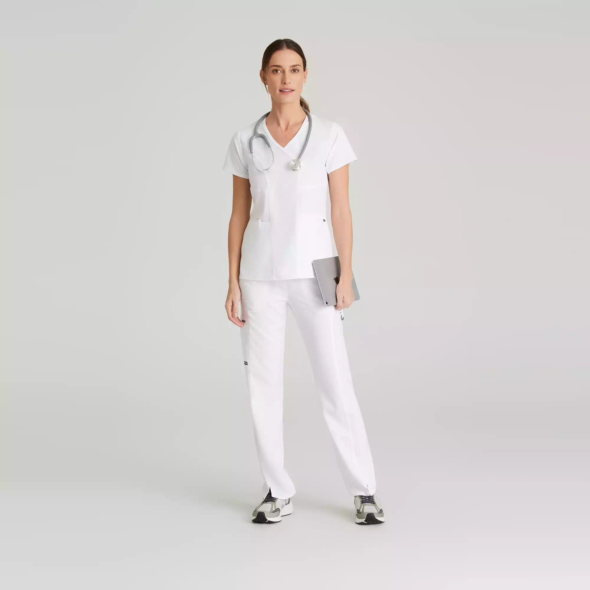 Greys-Anatomy-Spandex-Stretch-Kim-Top-3-Pocket-V-Neck-Top-GRST001-White-02.webp