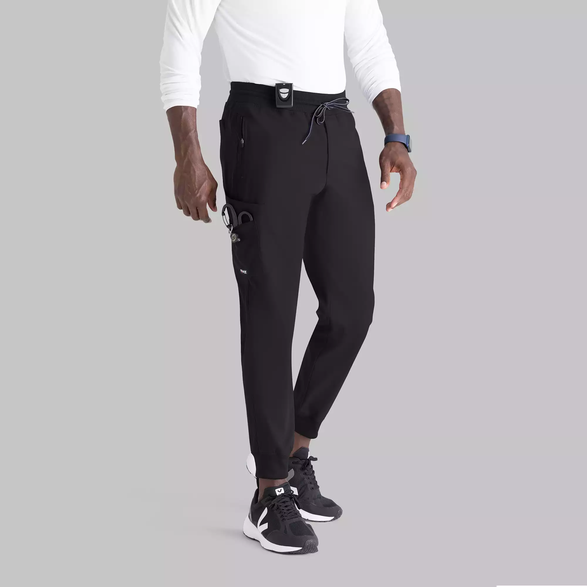 Mens-Zip-Fly-5-Pocket-Jogger-Scrub-Pant-GRSP550-Black-01.webp Mens Zip Fly 5 Pocket Jogger Scrub Pant GRSP550 Black 01