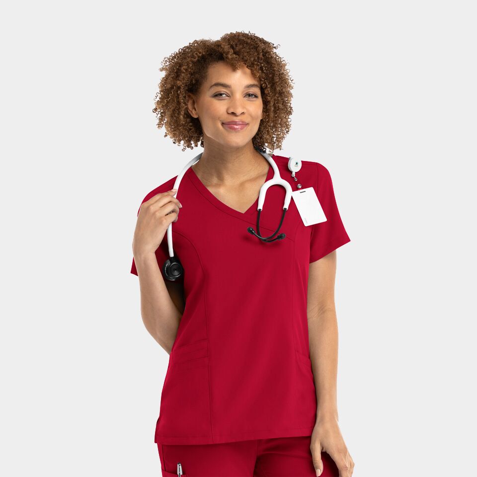 Momentum-by-Maevn_5002-WomensMockWrapTop-Red-RED-01-Maevn-Scrubs.jpg Momentum by Maevn 5002 WomensMockWrapTop Red RED 01 Maevn Scrubs