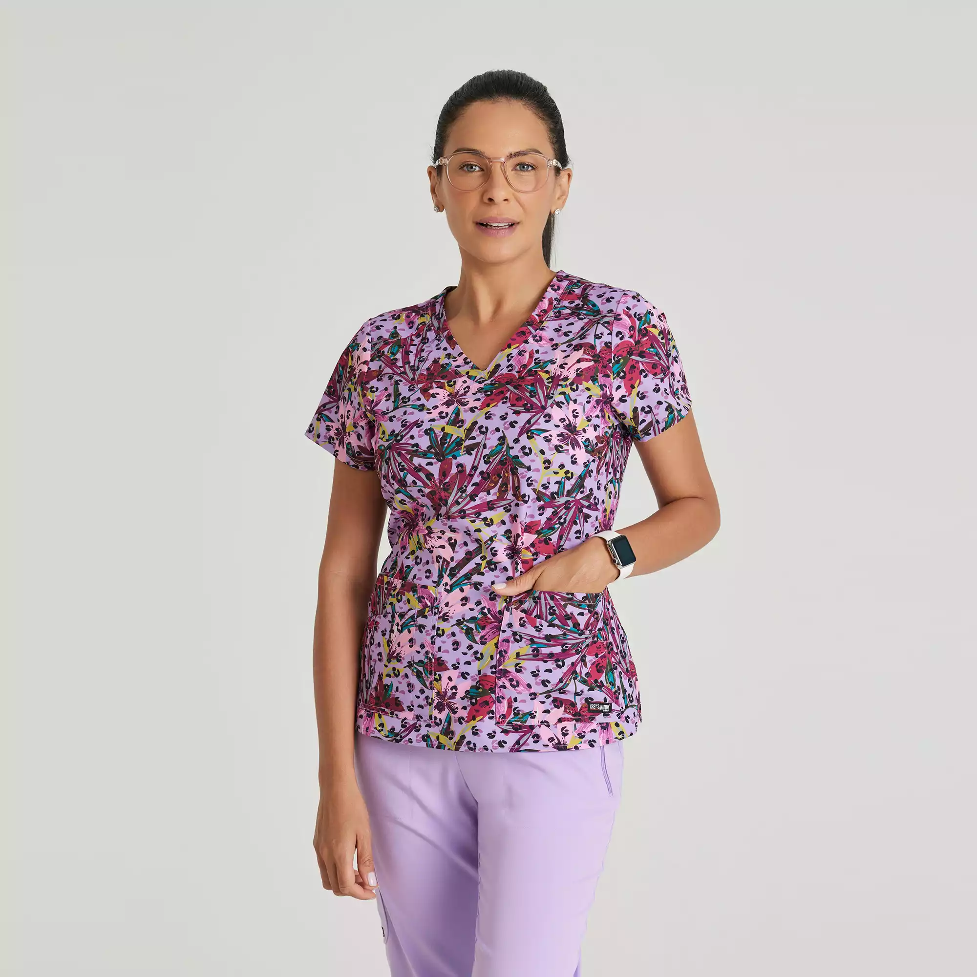 Greys-Anatomy-Spandex-Stretch-Womens-Angled-4-Pocket-V-Neck-Top-GRST154-Tropical-Morning-01.webp