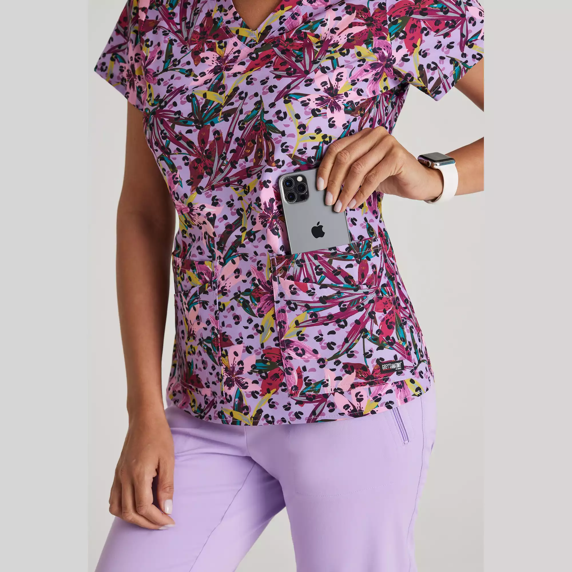 Greys-Anatomy-Spandex-Stretch-Womens-Angled-4-Pocket-V-Neck-Top-GRST154-Tropical-Morning-05.webp