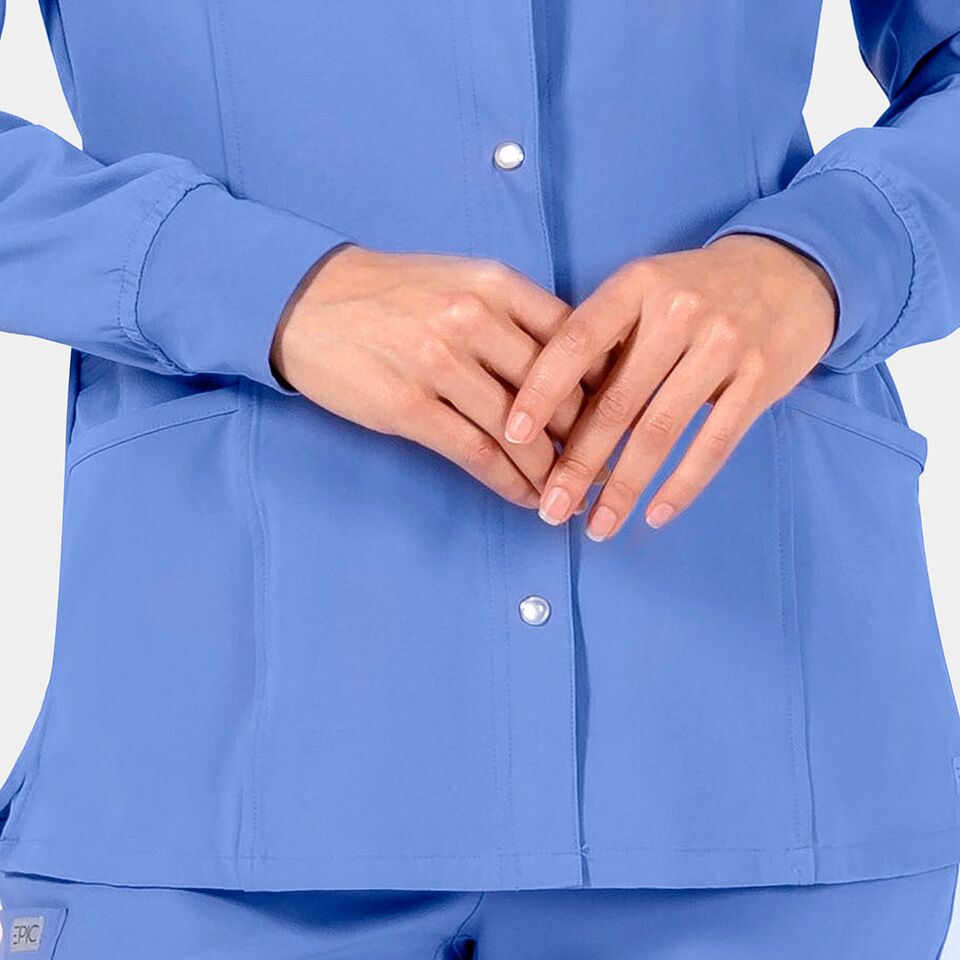 Epic-by-IRG_4811-WomensSnapJacket-CeilBlue-CBL-04-IRG-Scrubs