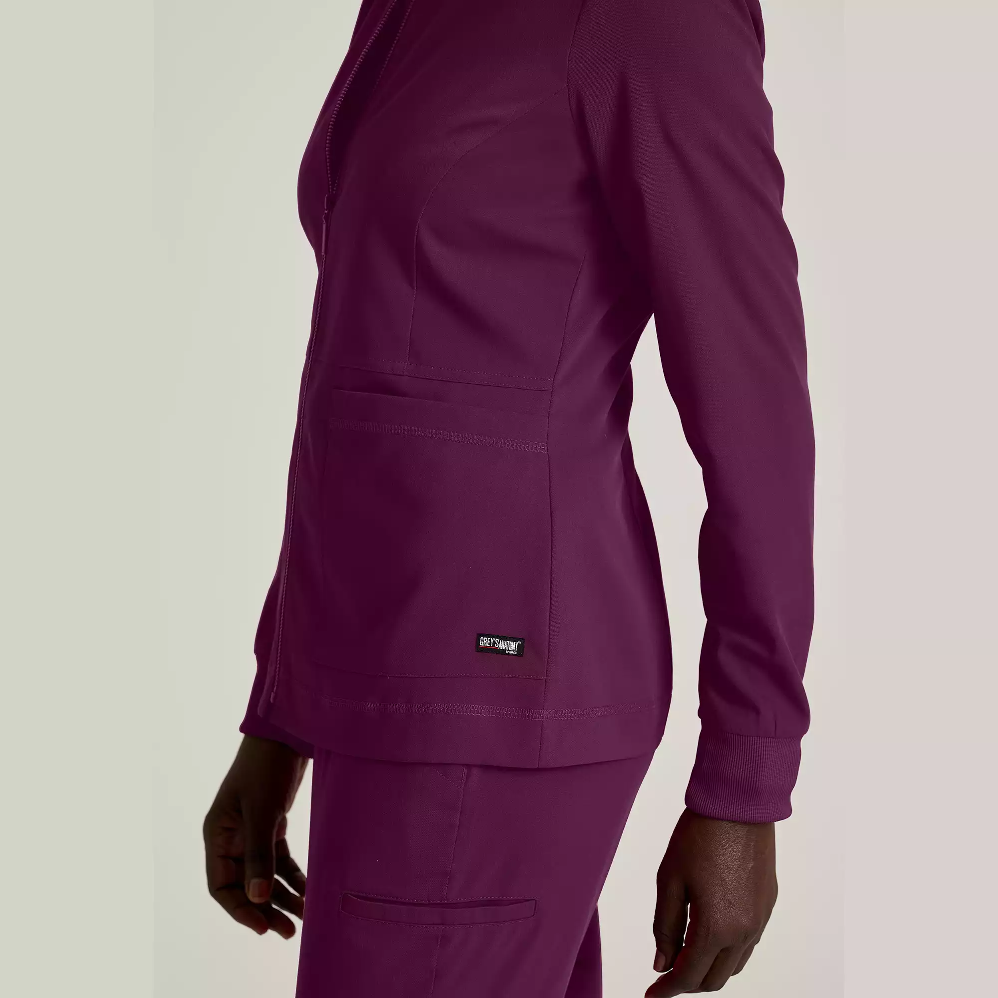 Greys-Anatomy-Spandex-Stretch-Millie-Jacket-3-Pocket-Zip-Jacket-GRSW017-Wine-04.webp