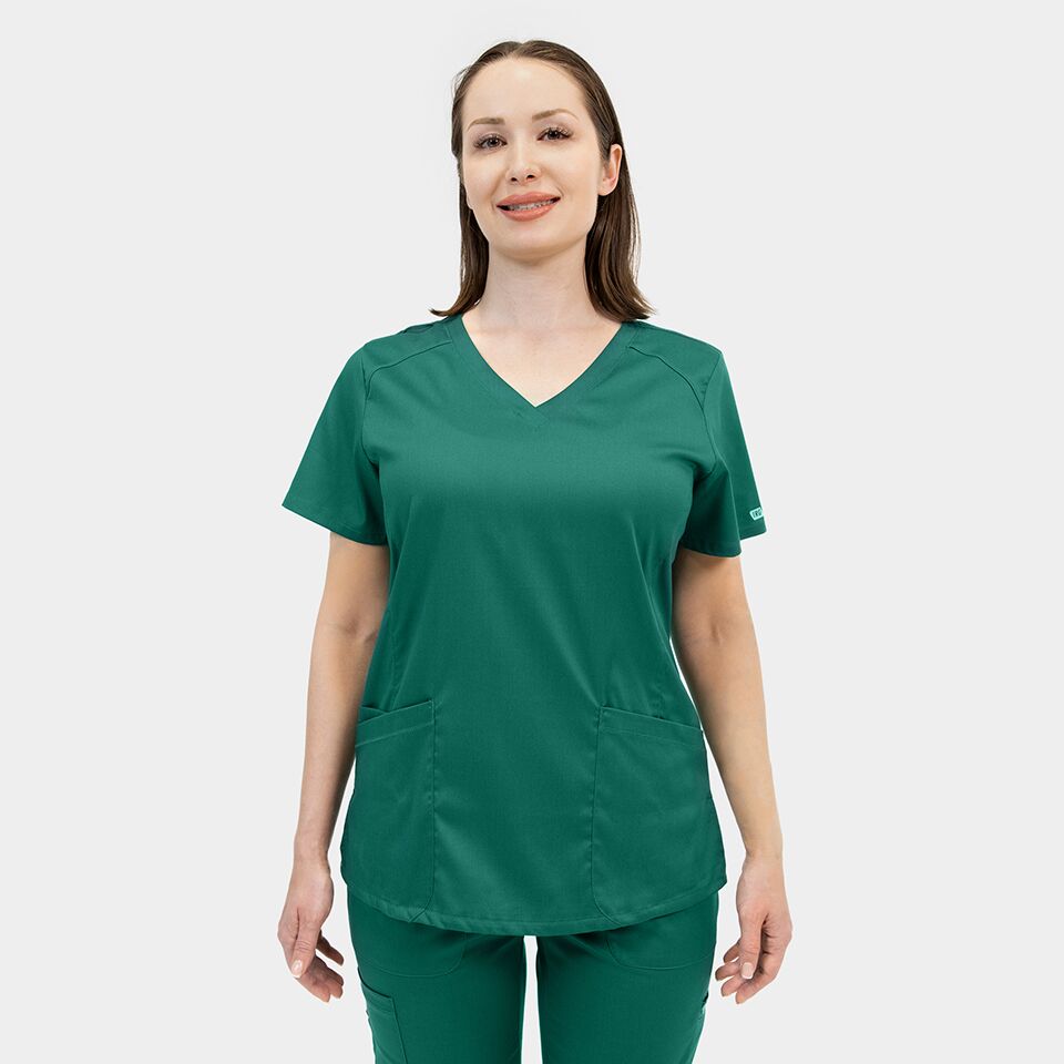 Edge-by-IRG_2801-WomensBasicV-NeckTop-HunterGreen-HTR-01-IRG-Scrubs.jpeg