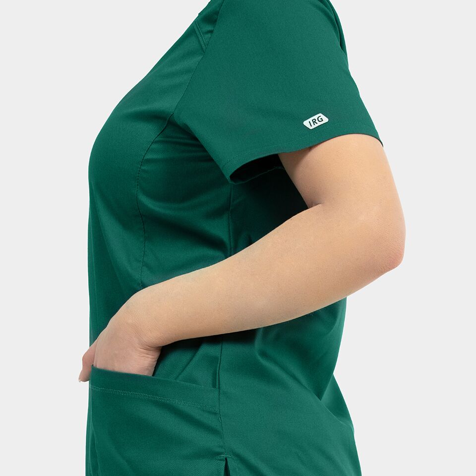 Edge-by-IRG_2801-WomensBasicV-NeckTop-HunterGreen-HTR-05-IRG-Scrubs.jpeg