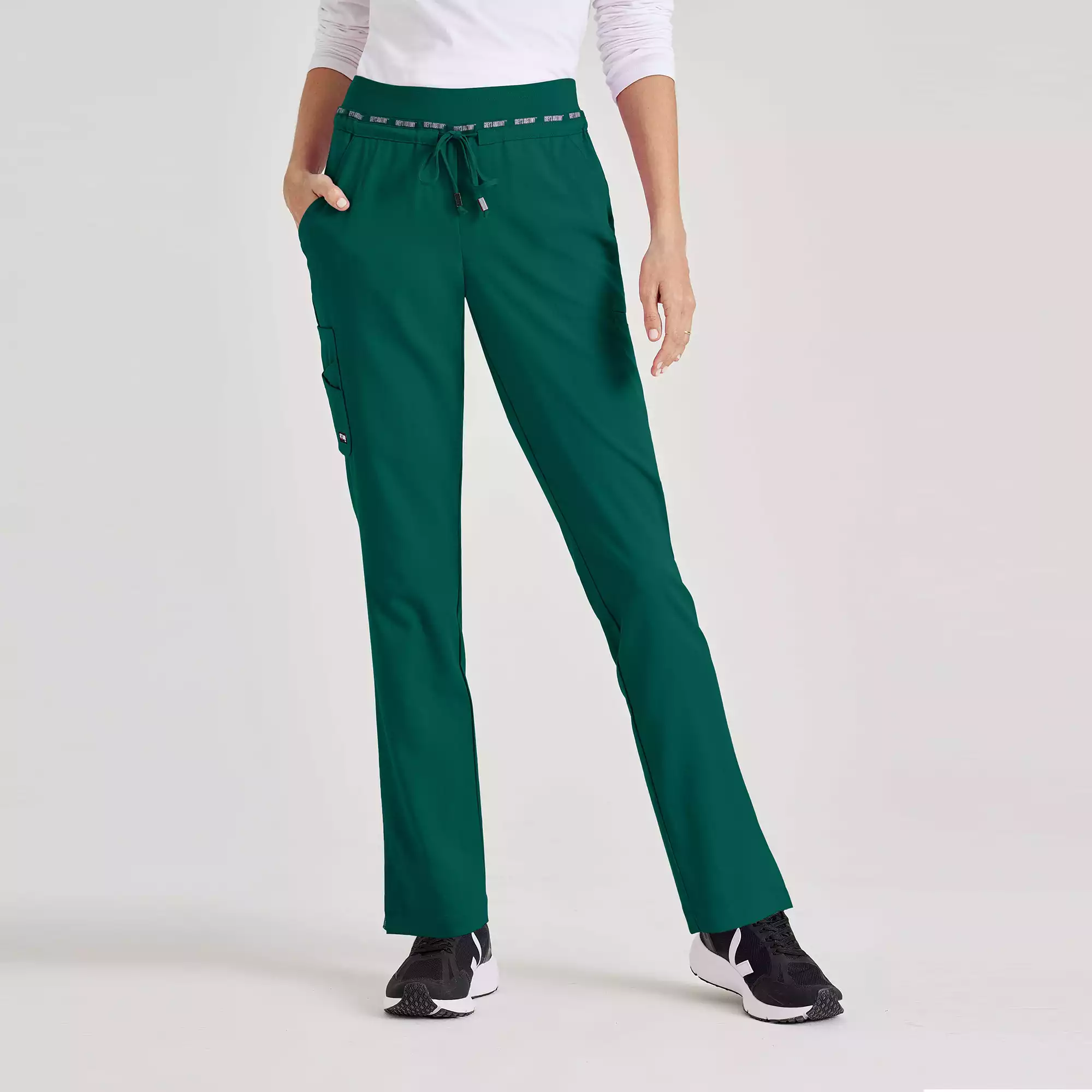 Womens-Double-Cargo-Tapered-Scrub-Pants-with-Elastic-Waistband-GRSP526-Hunter-Green-01.webp