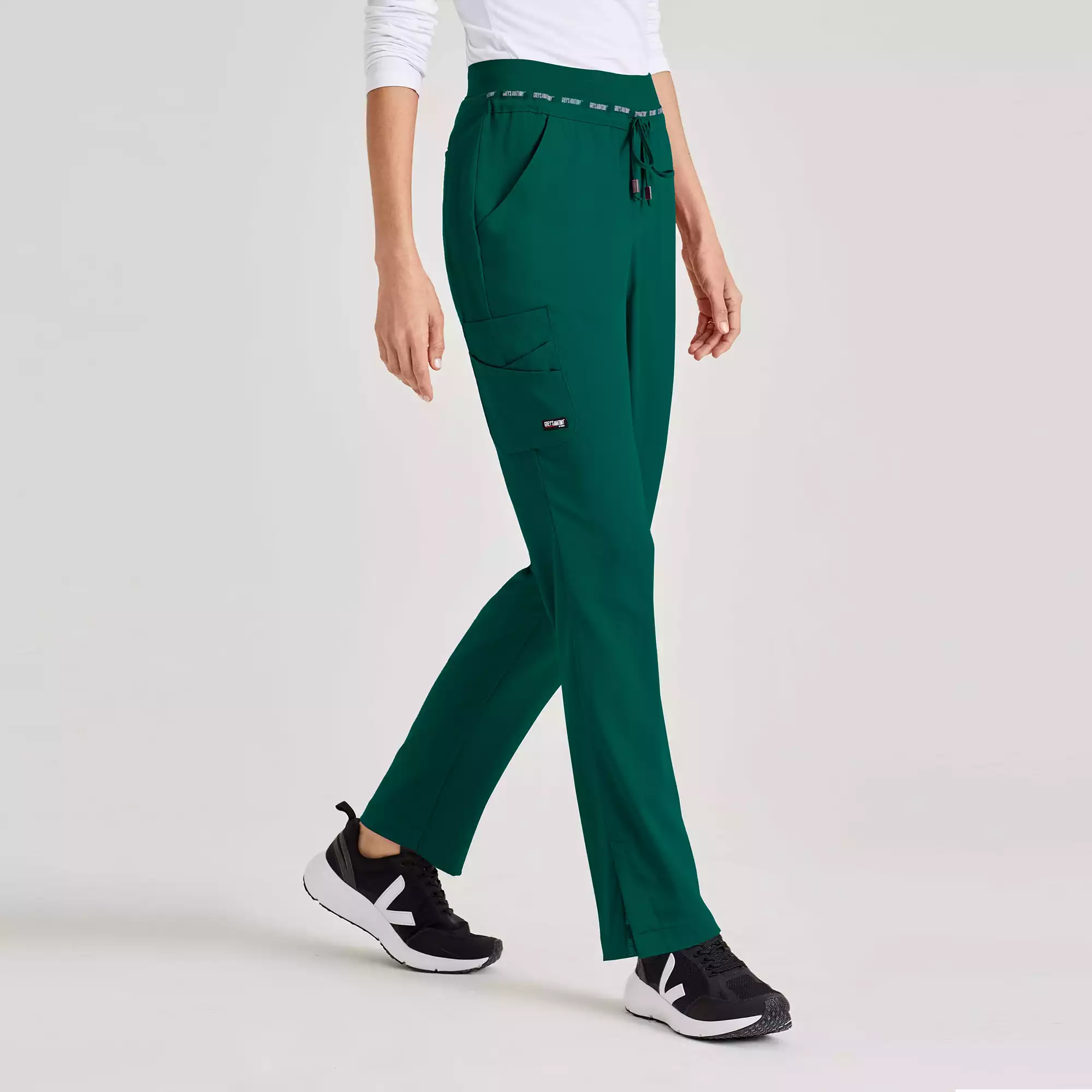 Womens-Double-Cargo-Tapered-Scrub-Pants-with-Elastic-Waistband-GRSP526-Hunter-Green-03.webp