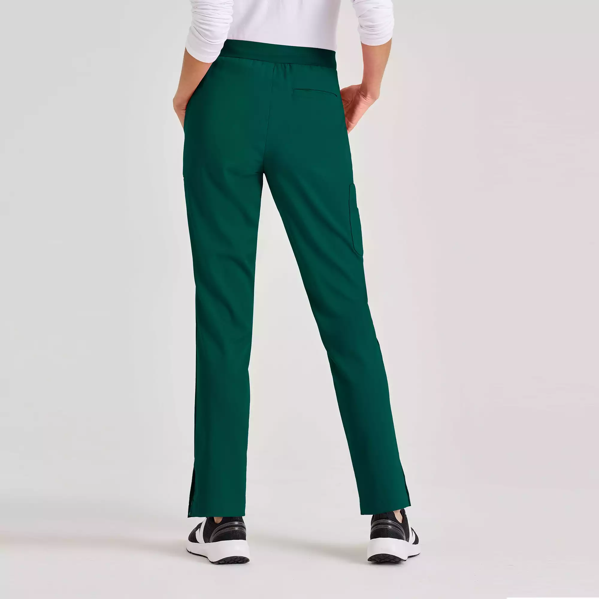 Womens-Double-Cargo-Tapered-Scrub-Pants-with-Elastic-Waistband-GRSP526-Hunter-Green-04.webp
