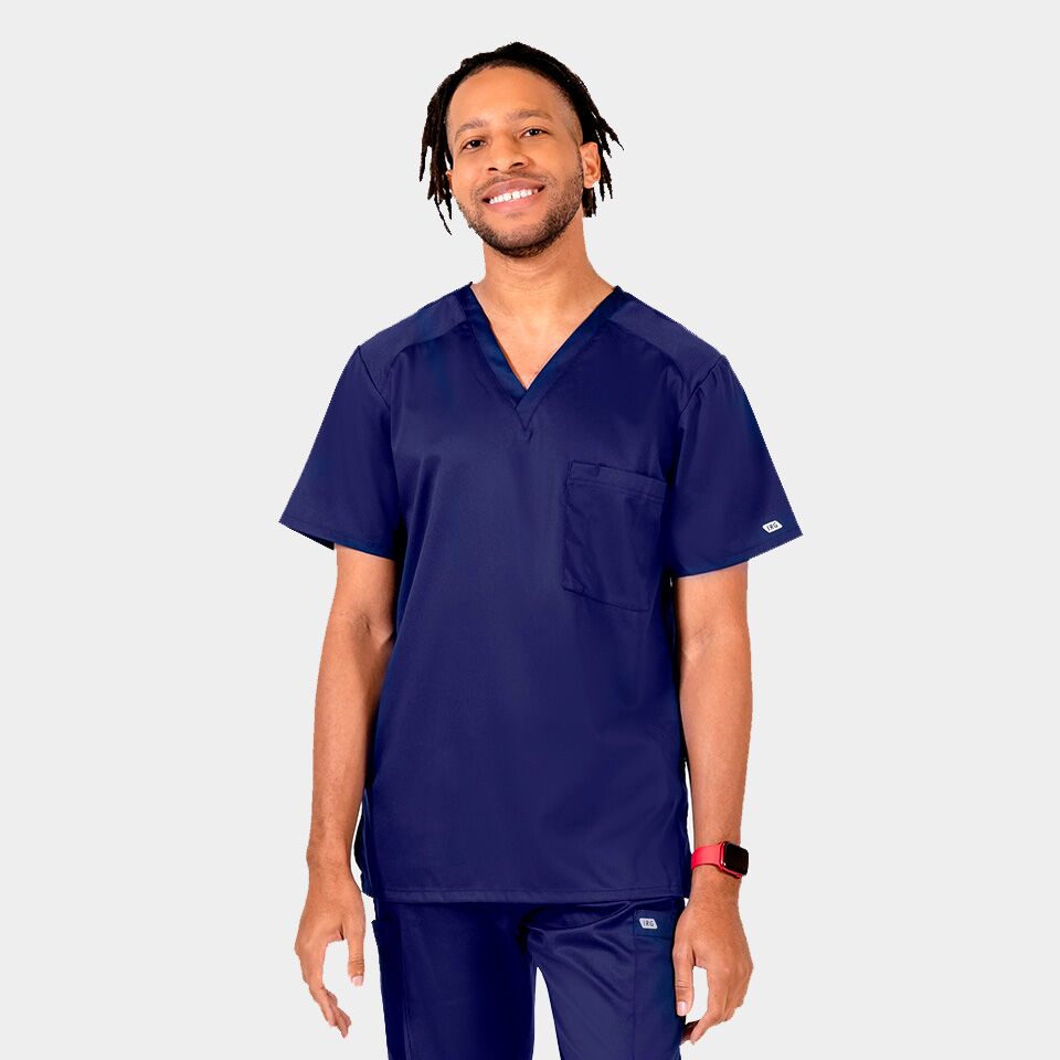 Men's Mesh Panel V-Neck Top | 2851 1 Men's Mesh Panel V-Neck Top - Navy Blue